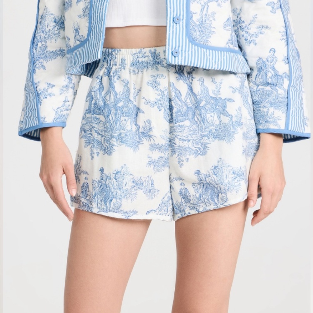NWT Clare V. St. Martin shorts in Blue Calais Toile print size XXL
